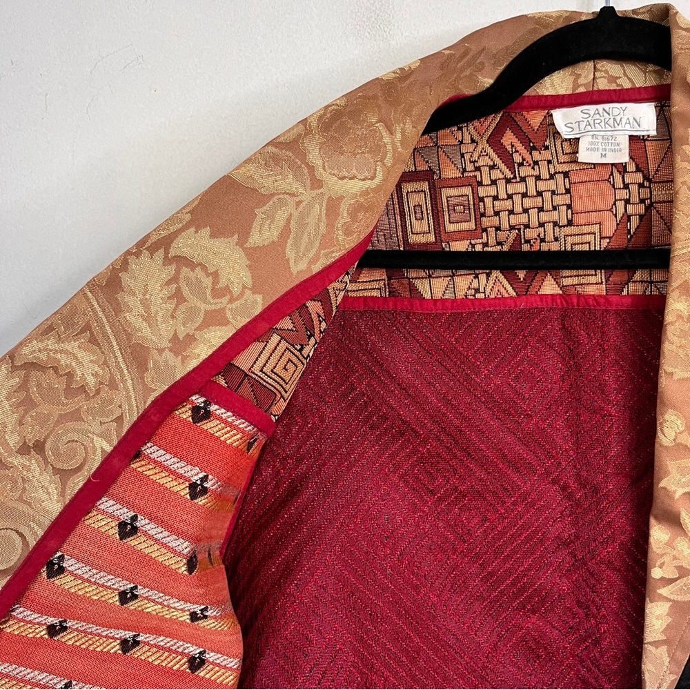 Sandy Starkman Boho Patchwork Tapestry Coat Mixed Media Women' Medium - Picture 4 of 8